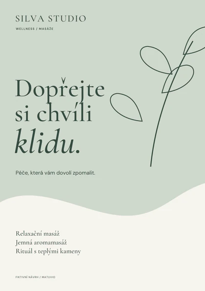 Šalvějový leták SILVA Dopřejte si chvíli klidu s vlastní rostlinnou kresbou a jemně zvlněným krémovým závěrem.